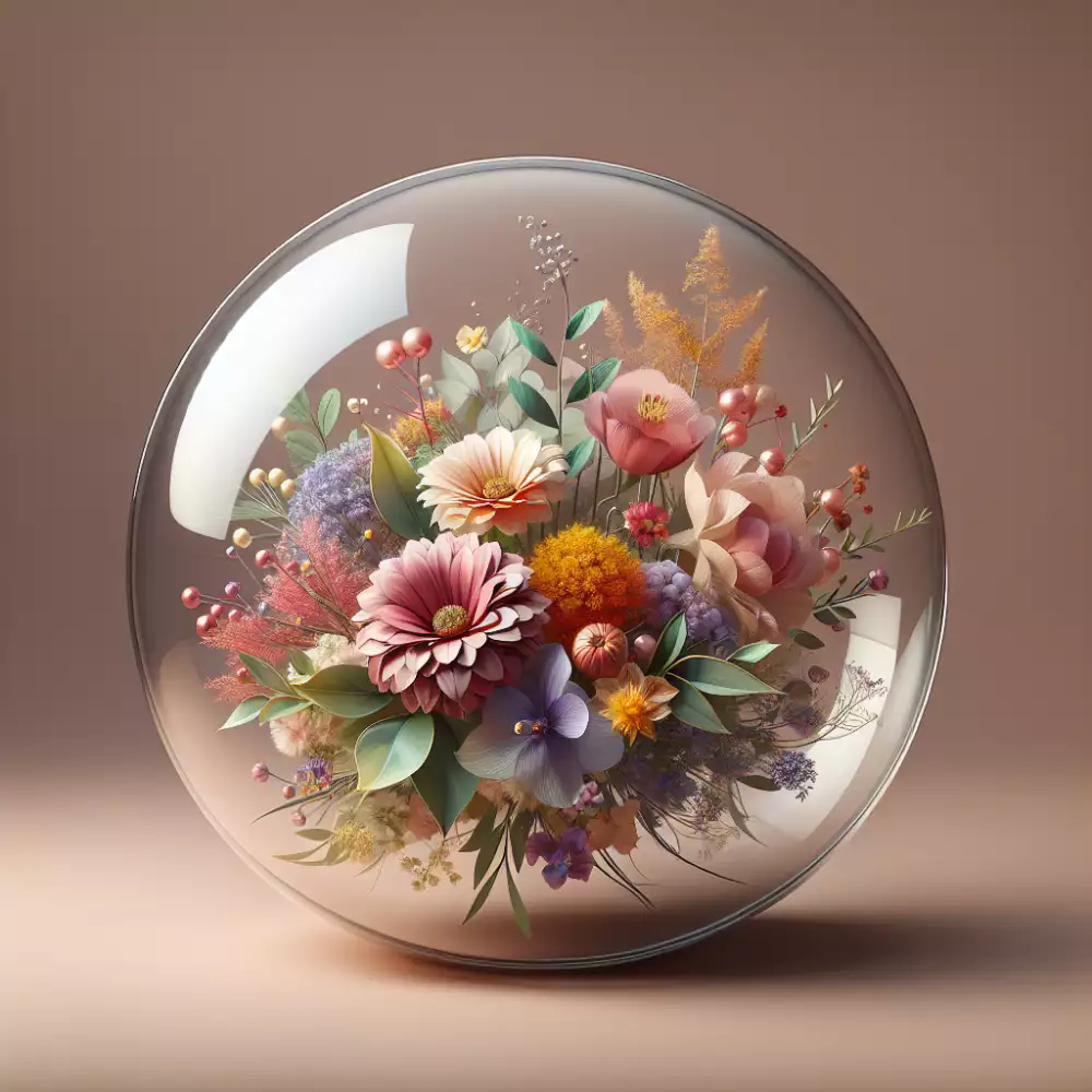 květiny ve skleněné kouli
