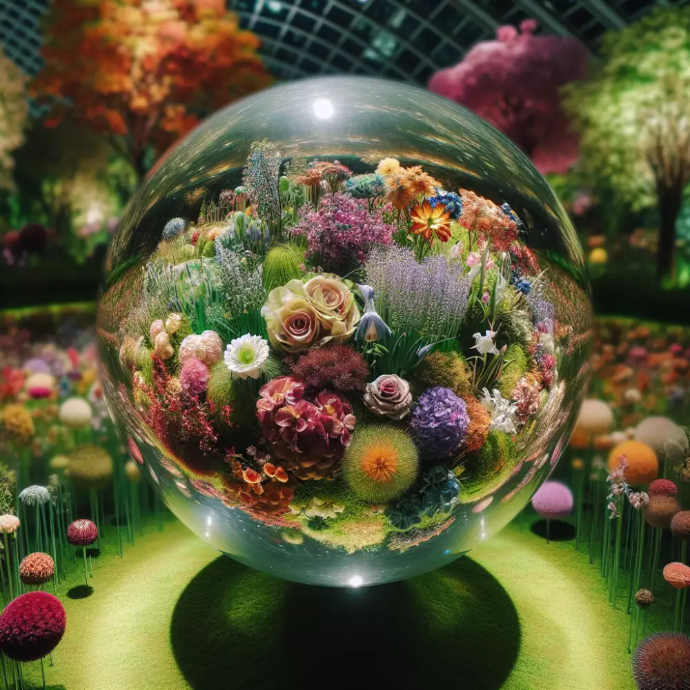 květiny ve skleněné kouli