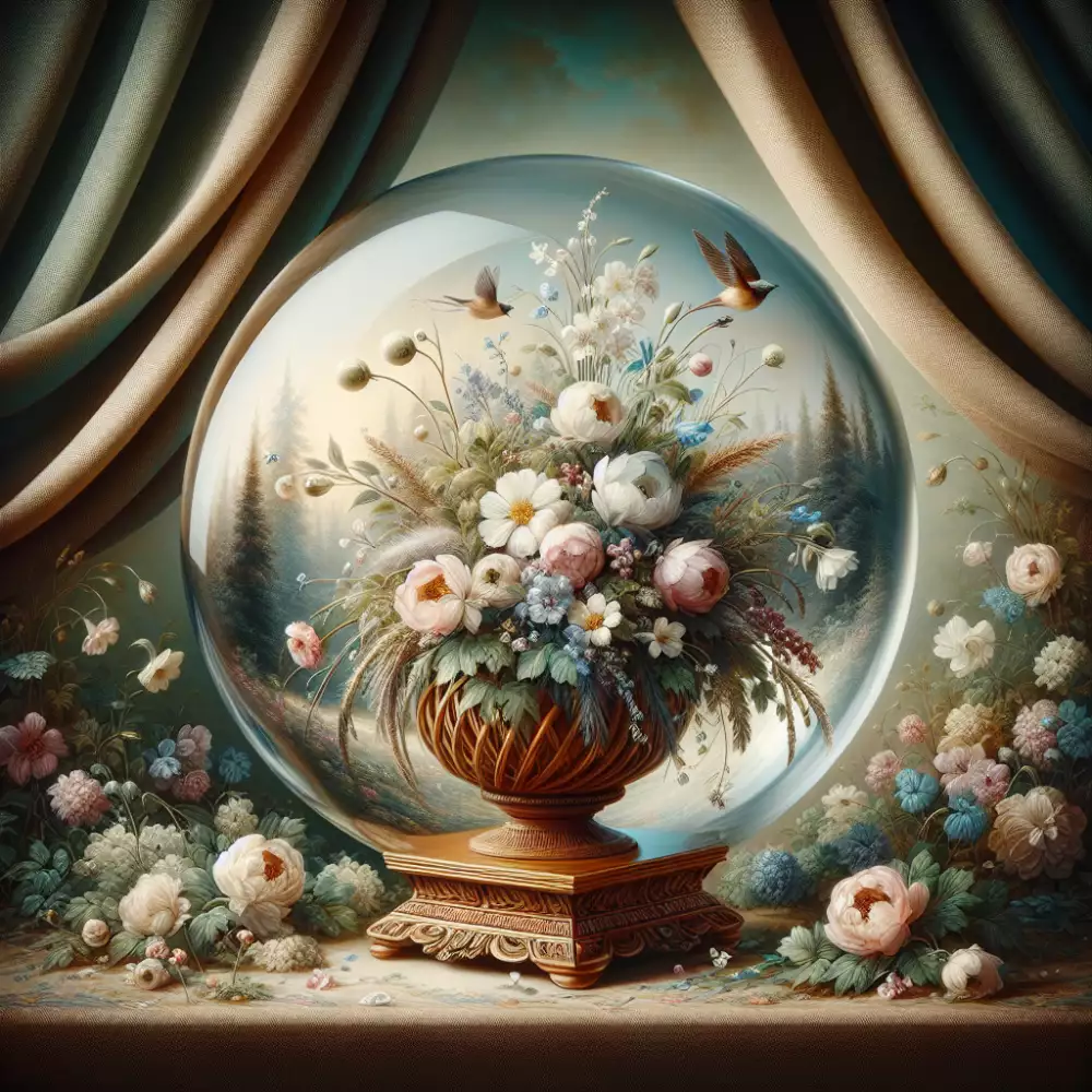 květiny ve skleněné kouli