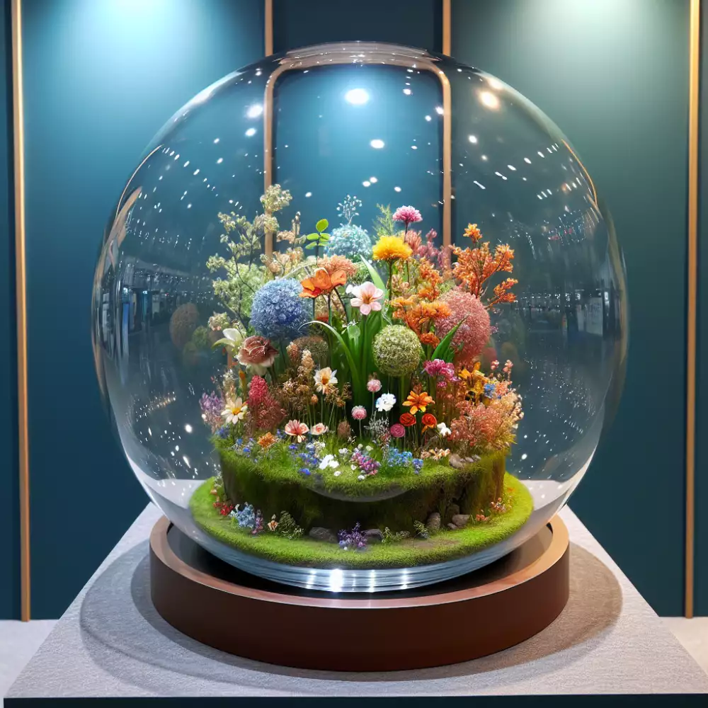 květiny ve skleněné kouli